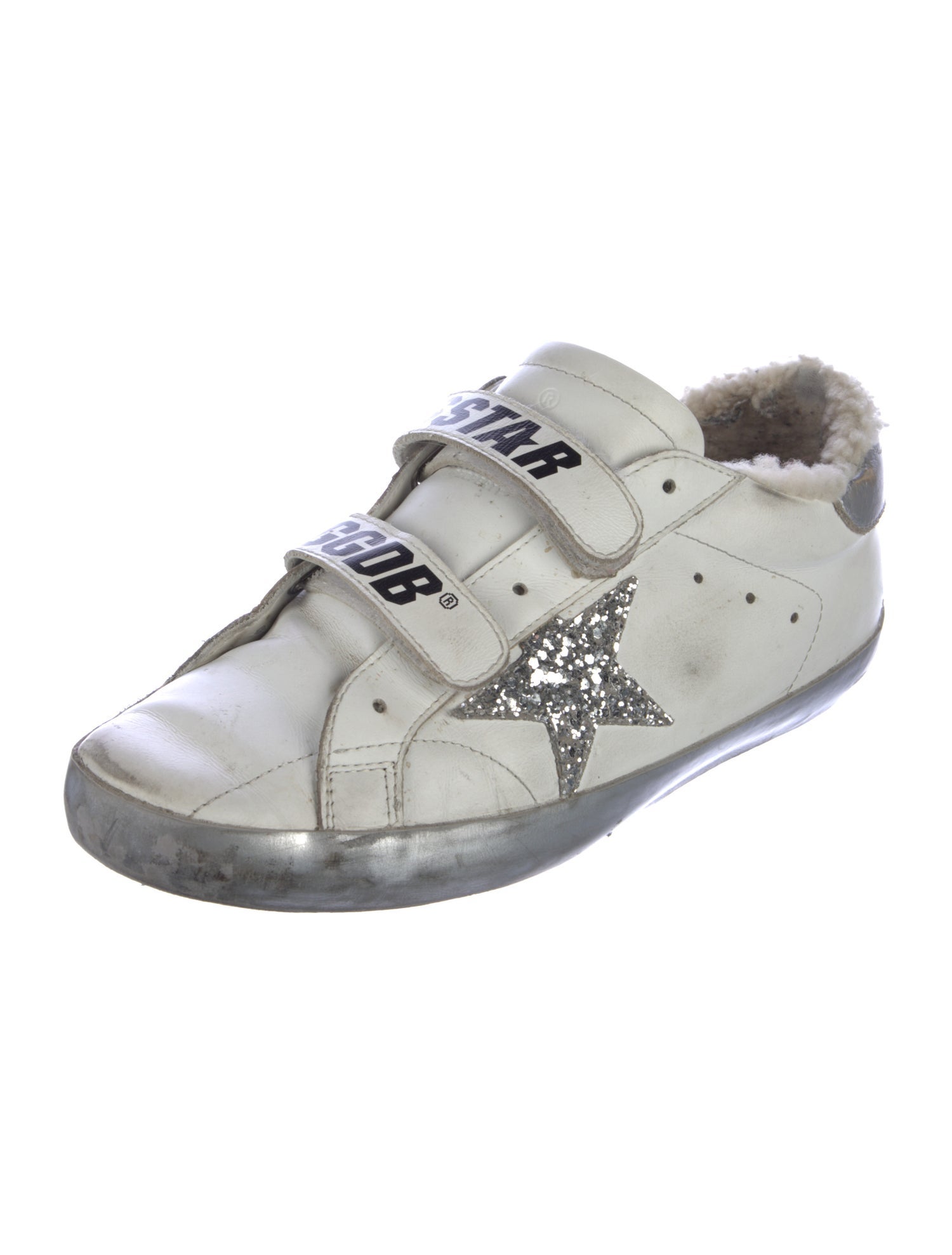 Golden Goose Leather Glitter Accents Sneakers